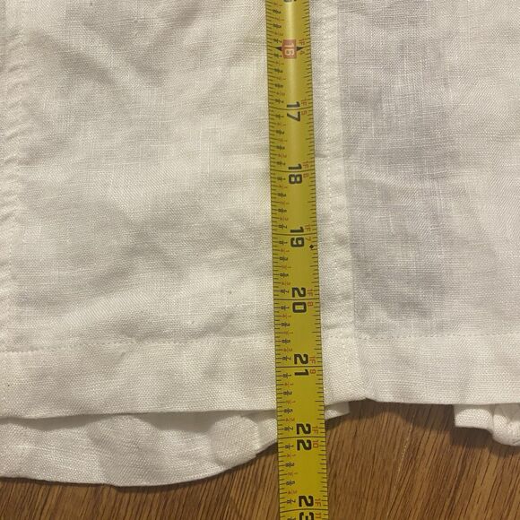 100% Linen White Crop Blazer Jacket XL Open Front Coastal Chic Quiet Luxury - Picture 9 of 13